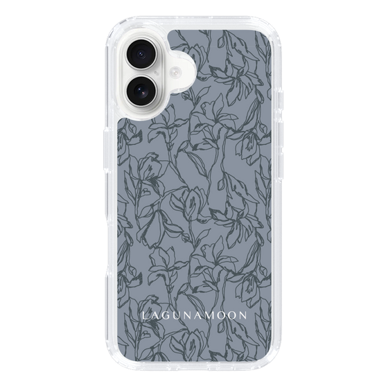 Slim Protection Case［ LAGUNAMOON - FlowerPattern - Dark blue ］