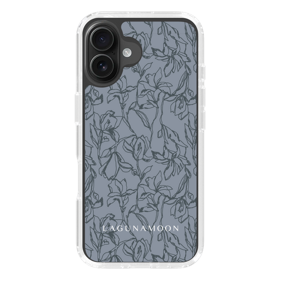 Slim Protection Case［ LAGUNAMOON - FlowerPattern - Dark blue ］