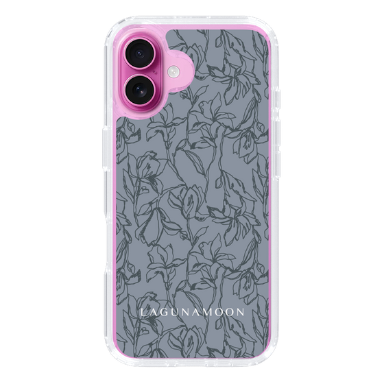Slim Protection Case［ LAGUNAMOON - FlowerPattern - Dark blue ］