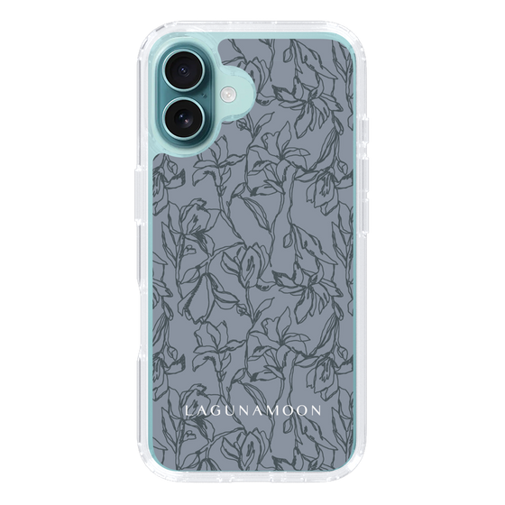 Slim Protection Case［ LAGUNAMOON - FlowerPattern - Dark blue ］