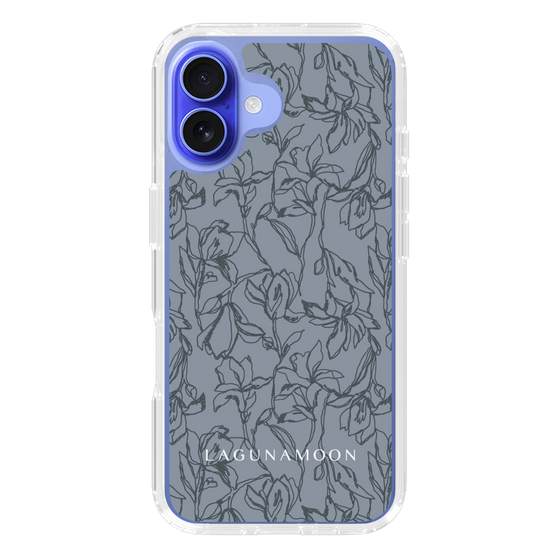Slim Protection Case［ LAGUNAMOON - FlowerPattern - Dark blue ］