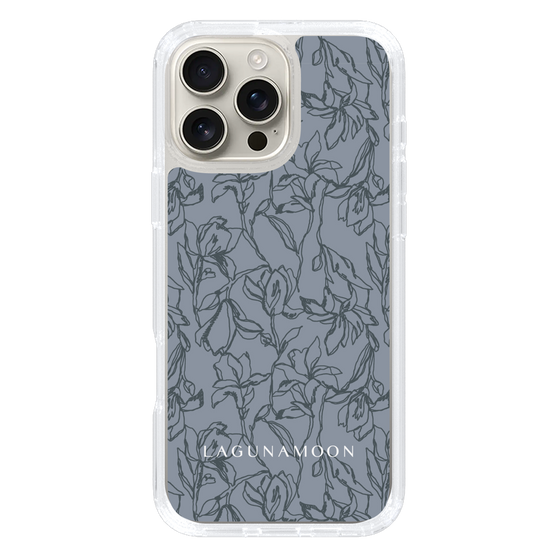 Slim Protection Case［ LAGUNAMOON - FlowerPattern - Dark blue ］