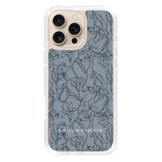 Slim Protection Case［ LAGUNAMOON - FlowerPattern - Dark blue ］