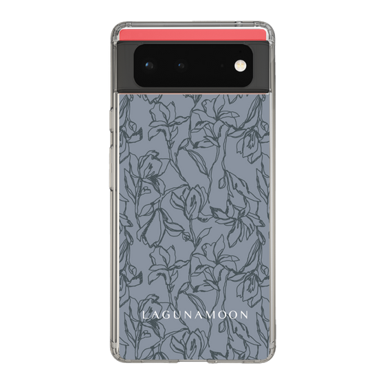 Slim Protection Case［ LAGUNAMOON - FlowerPattern - Dark blue ］