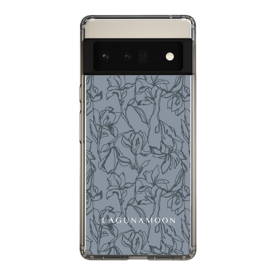 Slim Protection Case［ LAGUNAMOON - FlowerPattern - Dark blue ］