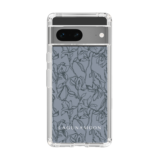 Slim Protection Case［ LAGUNAMOON - FlowerPattern - Dark blue ］