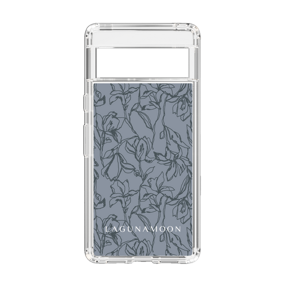 Slim Protection Case［ LAGUNAMOON - FlowerPattern - Dark blue ］