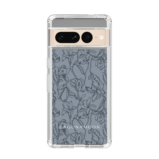 Slim Protection Case［ LAGUNAMOON - FlowerPattern - Dark blue ］