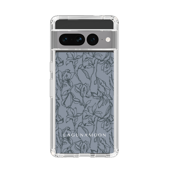 Slim Protection Case［ LAGUNAMOON - FlowerPattern - Dark blue ］