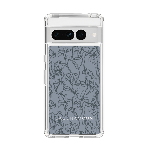 Slim Protection Case［ LAGUNAMOON - FlowerPattern - Dark blue ］