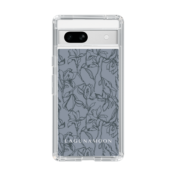 Slim Protection Case［ LAGUNAMOON - FlowerPattern - Dark blue ］