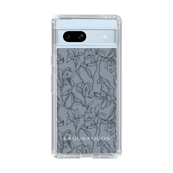 Slim Protection Case［ LAGUNAMOON - FlowerPattern - Dark blue ］