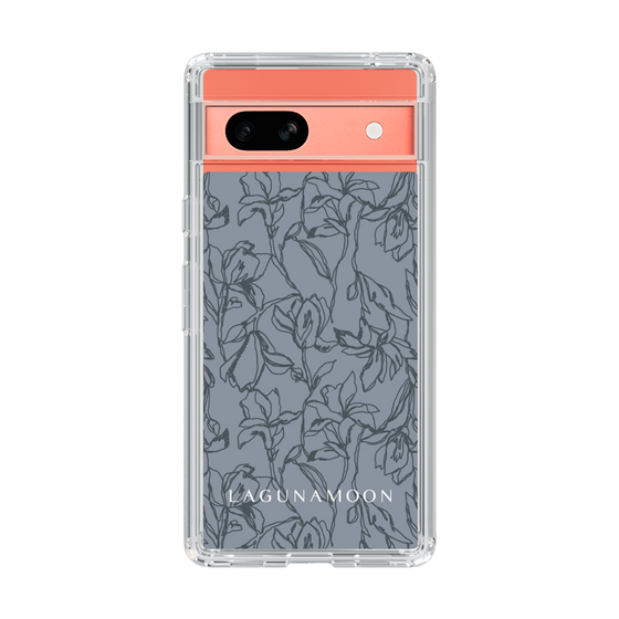 Slim Protection Case［ LAGUNAMOON - FlowerPattern - Dark blue ］