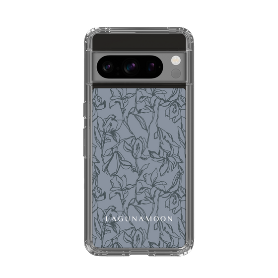 Slim Protection Case［ LAGUNAMOON - FlowerPattern - Dark blue ］