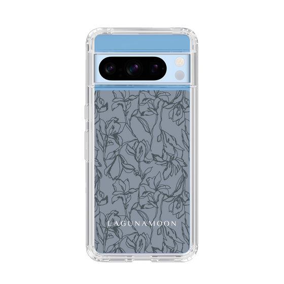 Slim Protection Case［ LAGUNAMOON - FlowerPattern - Dark blue ］
