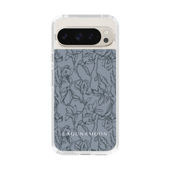 Slim Protection Case［ LAGUNAMOON - FlowerPattern - Dark blue ］