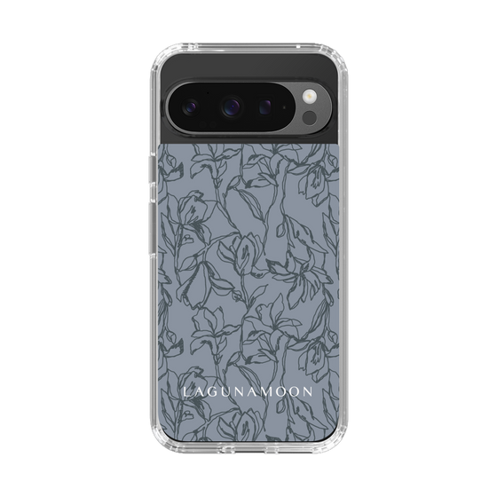 Slim Protection Case［ LAGUNAMOON - FlowerPattern - Dark blue ］