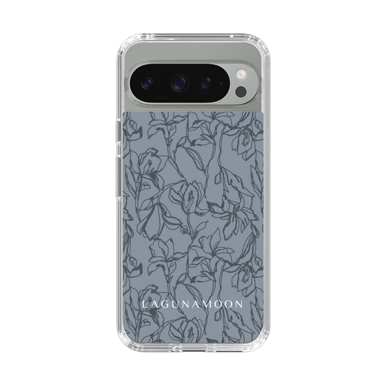 Slim Protection Case［ LAGUNAMOON - FlowerPattern - Dark blue ］