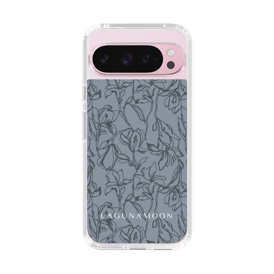 Slim Protection Case［ LAGUNAMOON - FlowerPattern - Dark blue ］