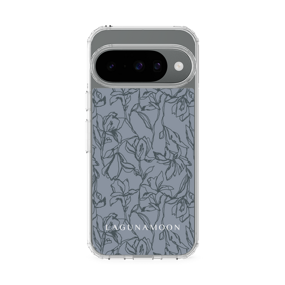 Slim Protection Case［ LAGUNAMOON - FlowerPattern - Dark blue ］