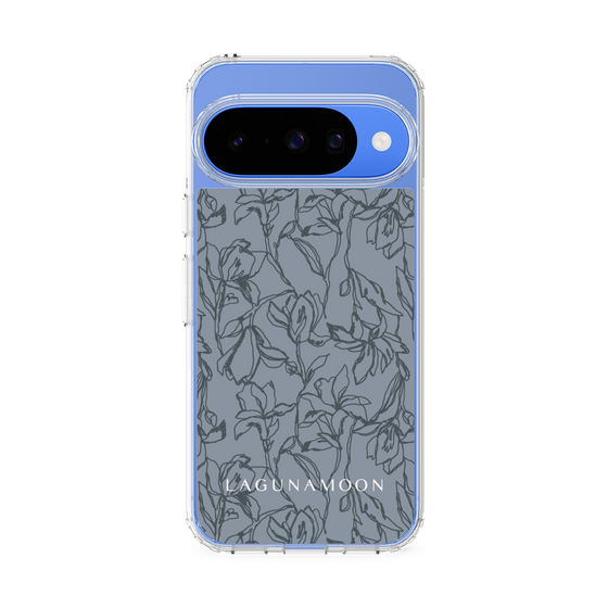 Slim Protection Case［ LAGUNAMOON - FlowerPattern - Dark blue ］