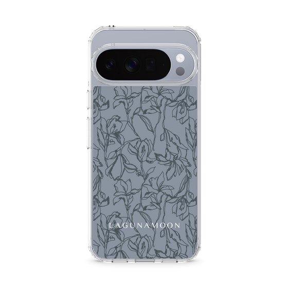 Slim Protection Case［ LAGUNAMOON - FlowerPattern - Dark blue ］