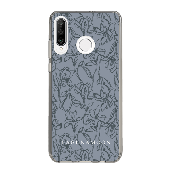 Slim Protection Case［ LAGUNAMOON - FlowerPattern - Dark blue ］