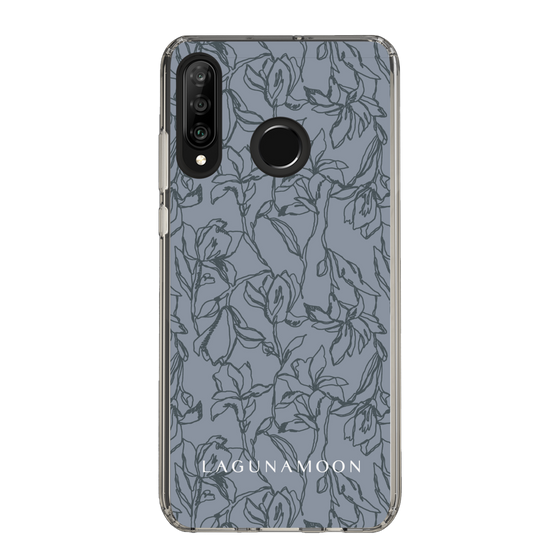Slim Protection Case［ LAGUNAMOON - FlowerPattern - Dark blue ］