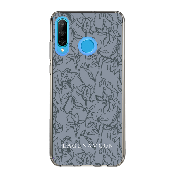 Slim Protection Case［ LAGUNAMOON - FlowerPattern - Dark blue ］