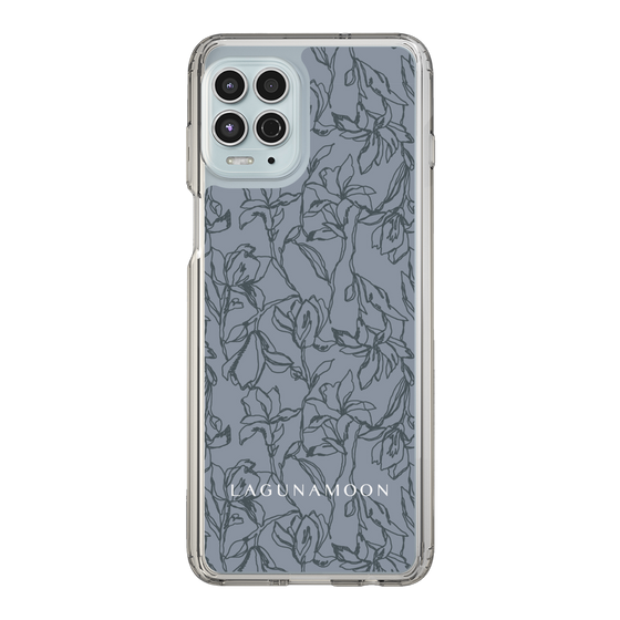 Slim Protection Case［ LAGUNAMOON - FlowerPattern - Dark blue ］