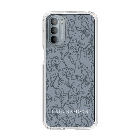 Slim Protection Case［ LAGUNAMOON - FlowerPattern - Dark blue ］