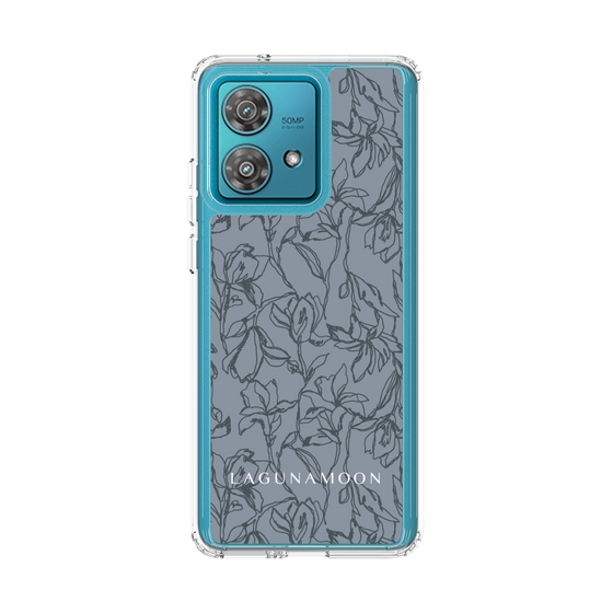 Slim Protection Case［ LAGUNAMOON - FlowerPattern - Dark blue ］