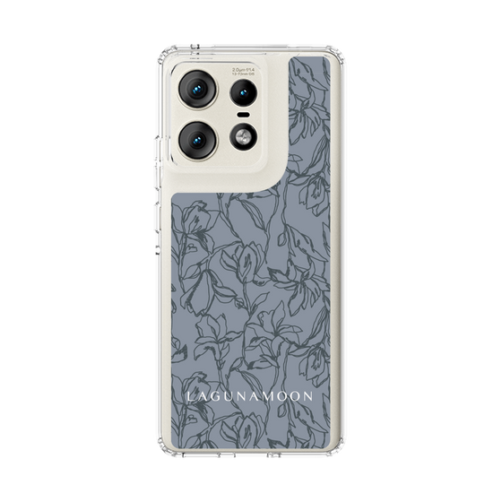 Slim Protection Case［ LAGUNAMOON - FlowerPattern - Dark blue ］