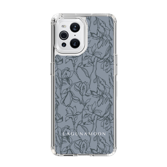 Slim Protection Case［ LAGUNAMOON - FlowerPattern - Dark blue ］