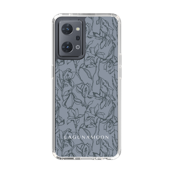 Slim Protection Case［ LAGUNAMOON - FlowerPattern - Dark blue ］