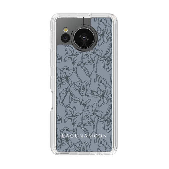 Slim Protection Case［ LAGUNAMOON - FlowerPattern - Dark blue ］