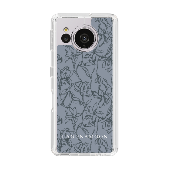 Slim Protection Case［ LAGUNAMOON - FlowerPattern - Dark blue ］