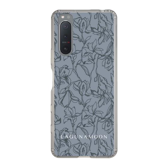 Slim Protection Case［ LAGUNAMOON - FlowerPattern - Dark blue ］