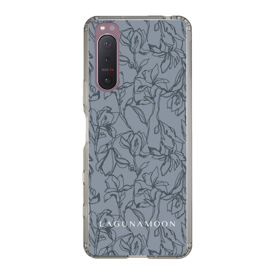 Slim Protection Case［ LAGUNAMOON - FlowerPattern - Dark blue ］