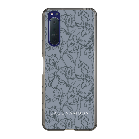 Slim Protection Case［ LAGUNAMOON - FlowerPattern - Dark blue ］