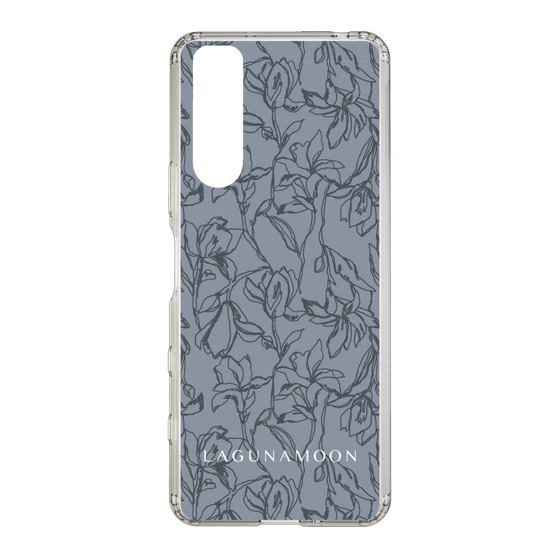Slim Protection Case［ LAGUNAMOON - FlowerPattern - Dark blue ］