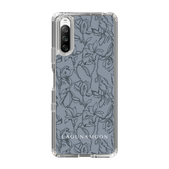 Slim Protection Case［ LAGUNAMOON - FlowerPattern - Dark blue ］