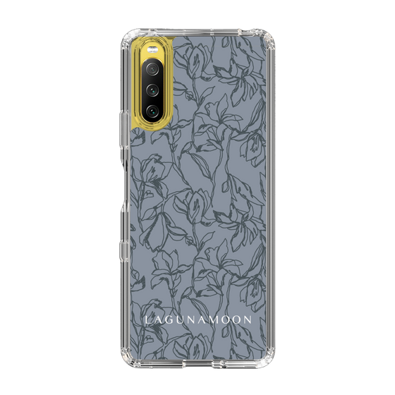 Slim Protection Case［ LAGUNAMOON - FlowerPattern - Dark blue ］
