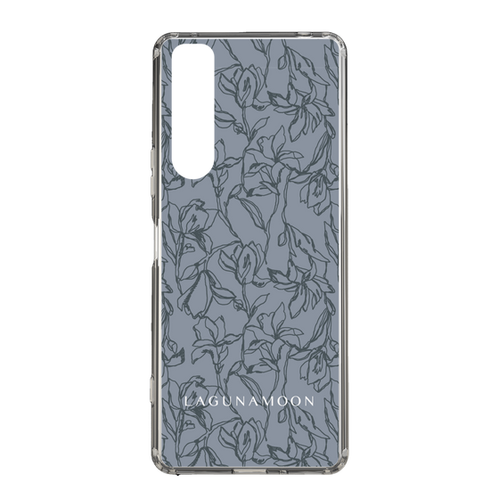 Slim Protection Case［ LAGUNAMOON - FlowerPattern - Dark blue ］