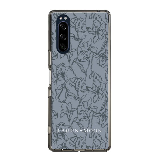 Slim Protection Case［ LAGUNAMOON - FlowerPattern - Dark blue ］