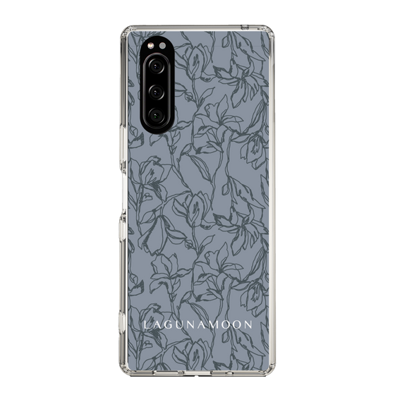 Slim Protection Case［ LAGUNAMOON - FlowerPattern - Dark blue ］