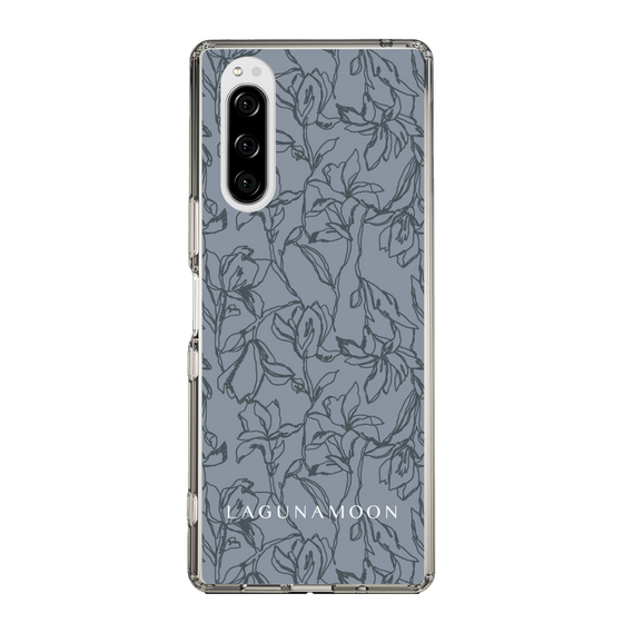 Slim Protection Case［ LAGUNAMOON - FlowerPattern - Dark blue ］