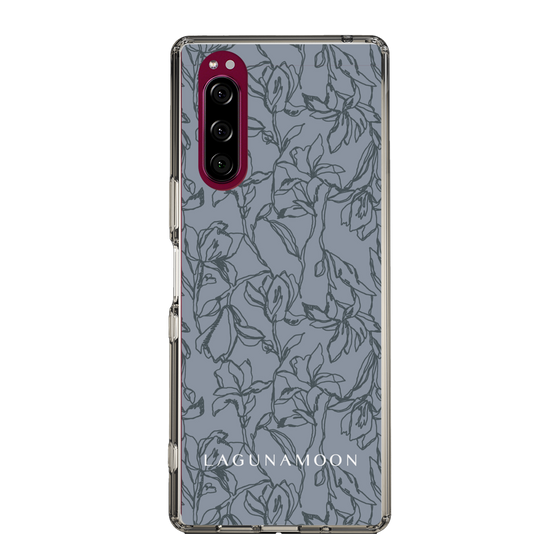 Slim Protection Case［ LAGUNAMOON - FlowerPattern - Dark blue ］