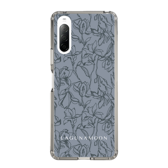 Slim Protection Case［ LAGUNAMOON - FlowerPattern - Dark blue ］
