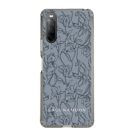 Slim Protection Case［ LAGUNAMOON - FlowerPattern - Dark blue ］